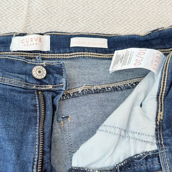 Curve Appeal Classic Straight Jeans Womens 10/30 Blue Stretch Casual Relaxed - Picture 10 of 14